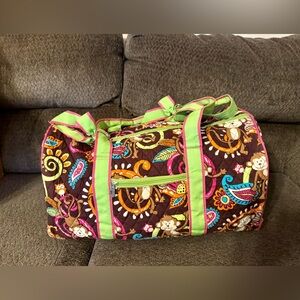 N Gil Monkey Duffel Bag Monkey & Floral 10.5”HX21”WX8” see pictures flawed